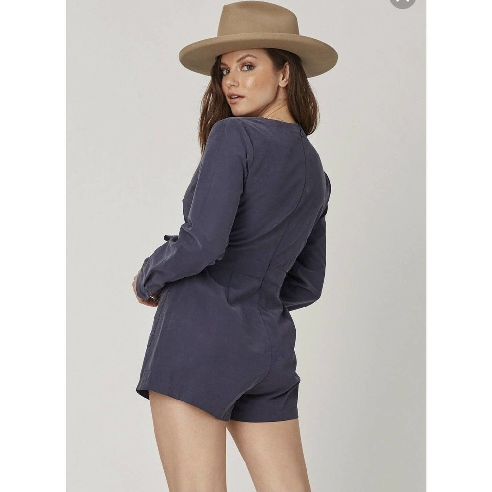 Lost + Wander Wrap Romper Blue